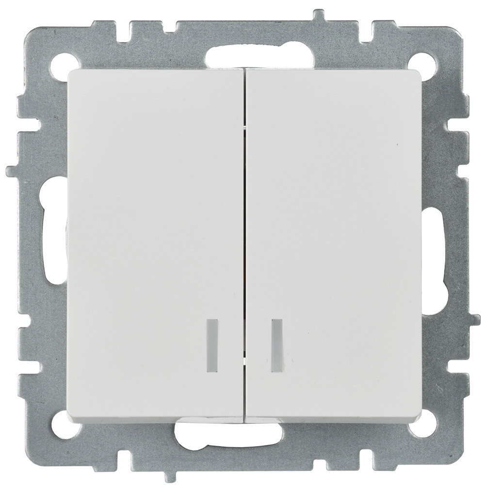 Выключатель IEK Brite ВС10-2-1-БрБ двухклавишный встраиваемый белый с подсветкой (BR-V20-1-10-K01)