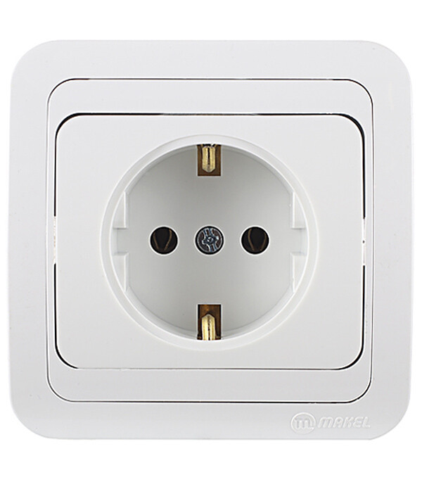 Розетка Makel Mimoza встраиваемая белая керамика (12008)