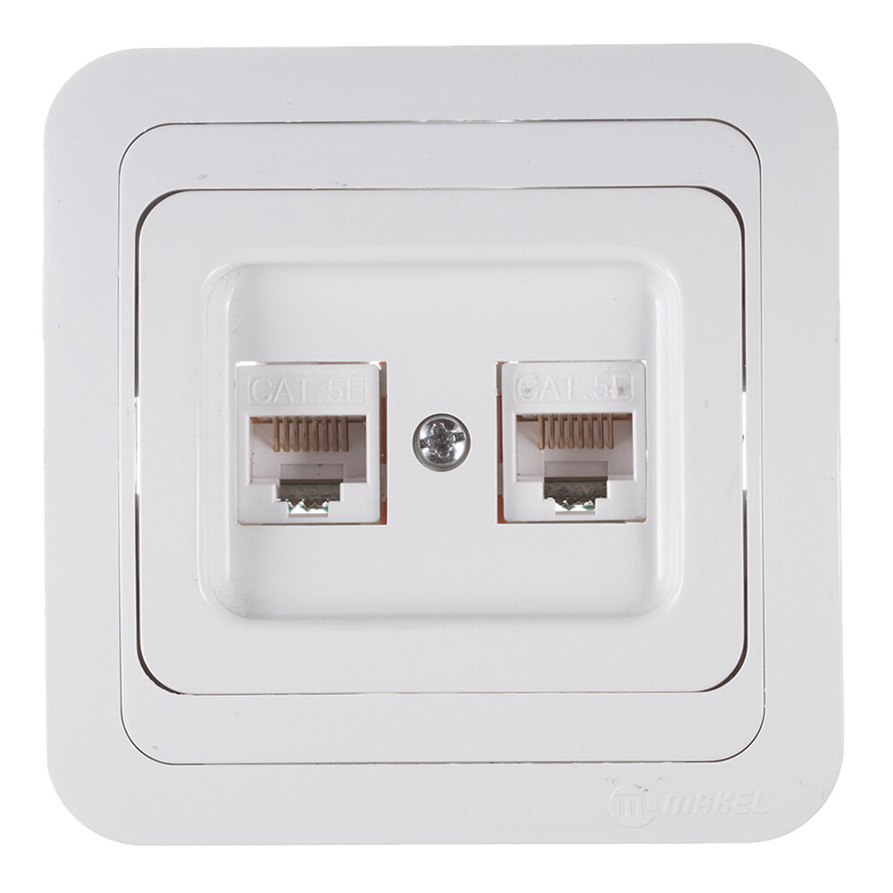 Розетка компьютерная Makel Mimoza встраиваемая белая 2хRJ45 (12036)