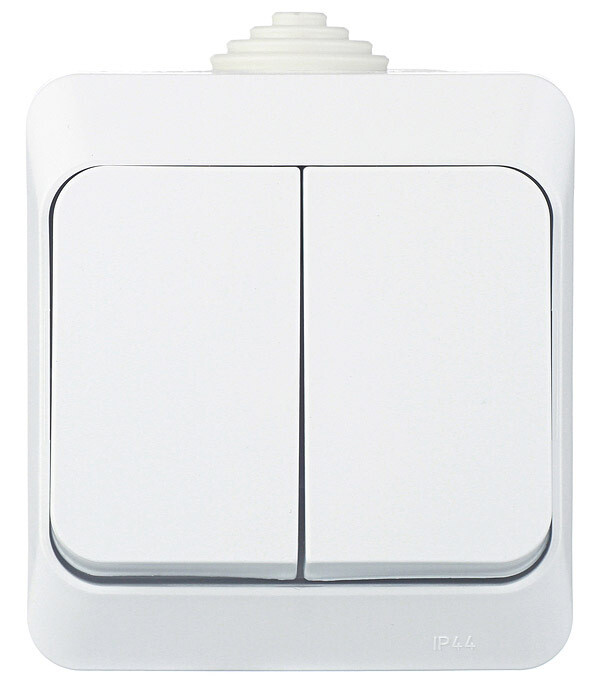 Выключатель Systeme Electric Этюд двухклавишный накладной белый (BA10-042B)