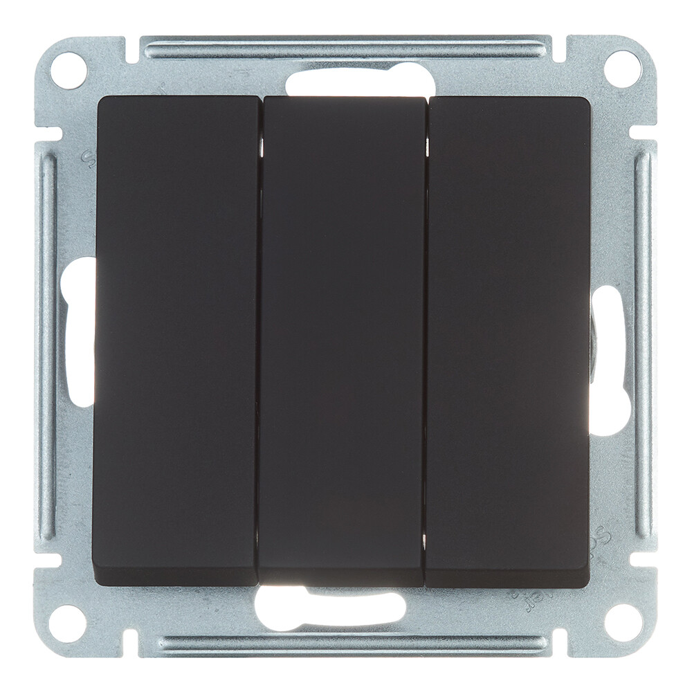 Выключатель Systeme Electric AtlasDesign трехклавишный встраиваемый карбон (ATN001031)