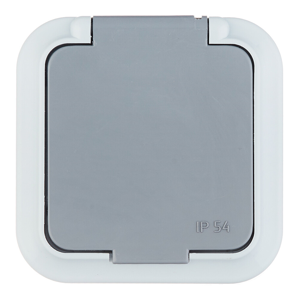 Розетка Svet накладная серая с крышкой (EV 0366-6615)