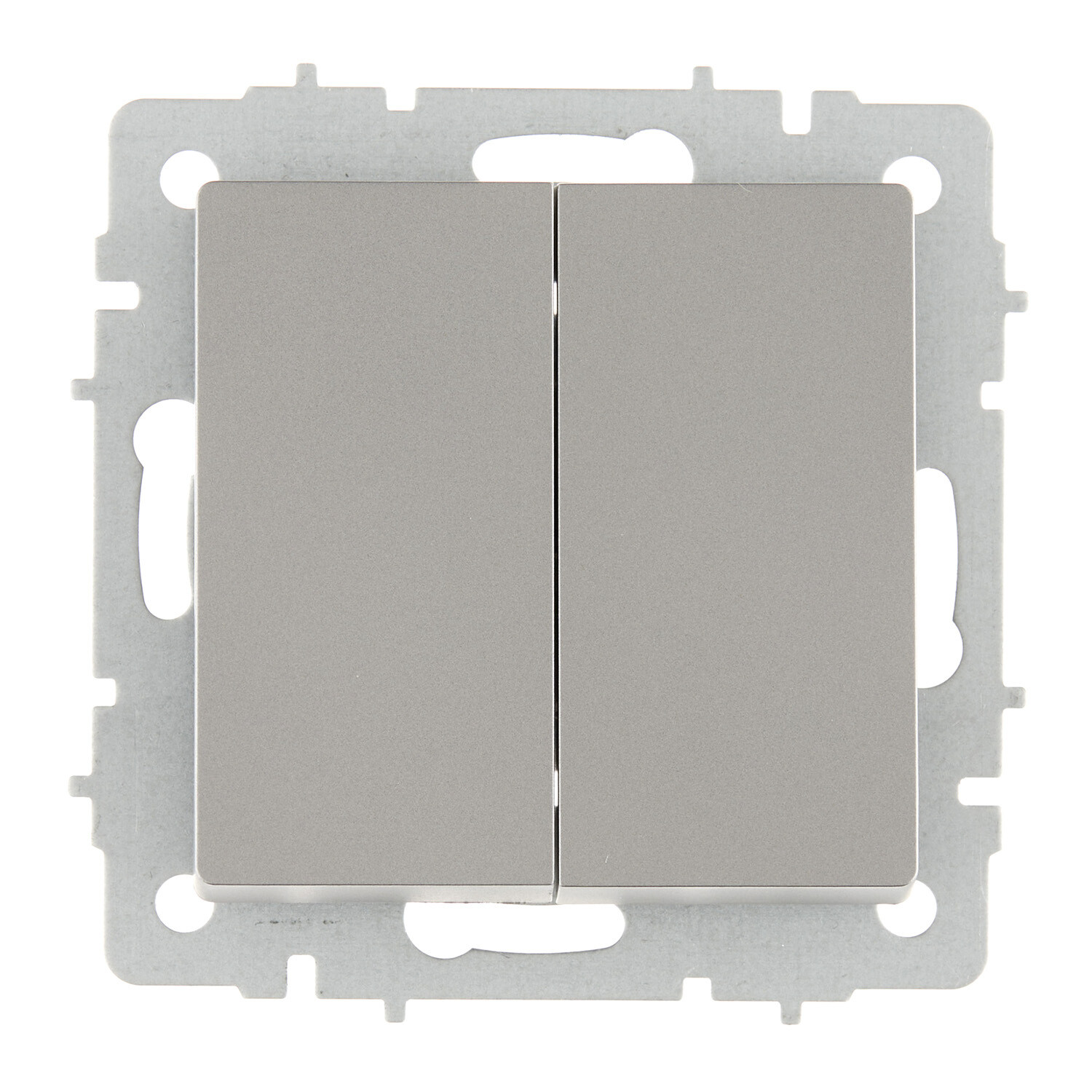 Выключатель IEK Brite ВС10-2-0-БрС двухклавишный встраиваемый сталь (BR-V20-0-10-K46)