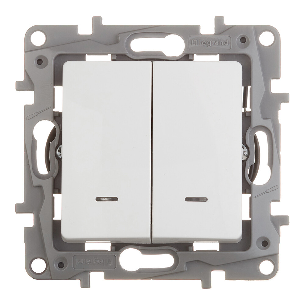 Выключатель Legrand Etika двухклавишный встраиваемый белый с подсветкой (672204)