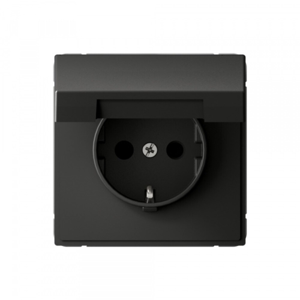 Розетка Systeme Electric ArtGallery встраиваемая базальт со шторками с крышкой (SE GAL001446)