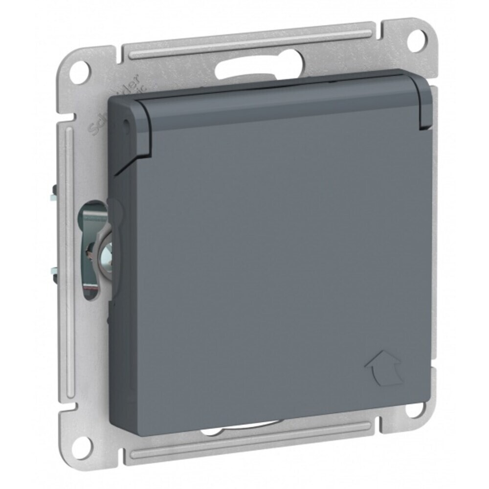 Розетка Systeme Electric AtlasDesign встраиваемая грифель со шторками с крышкой (ATN000746)