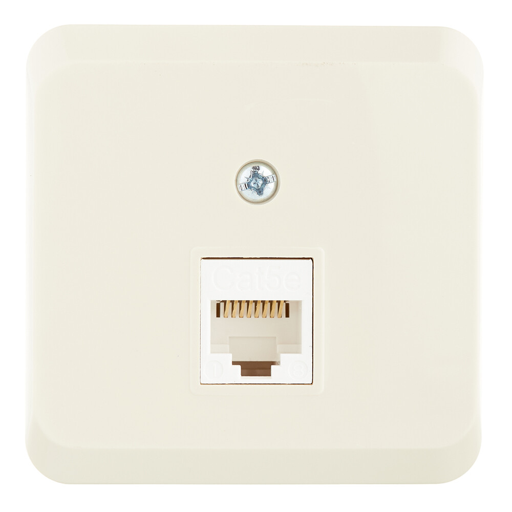 Розетка компьютерная Systeme Electric Этюд накладная кремовая (KOMA-001K)