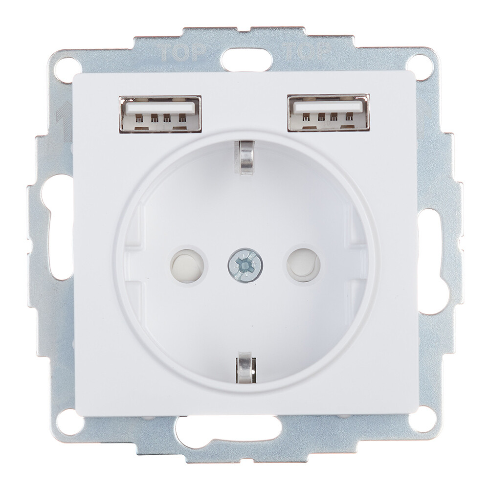 Розетка Systeme Electric AtlasDesign встраиваемая белая 2хUSB-А (ATN000130)