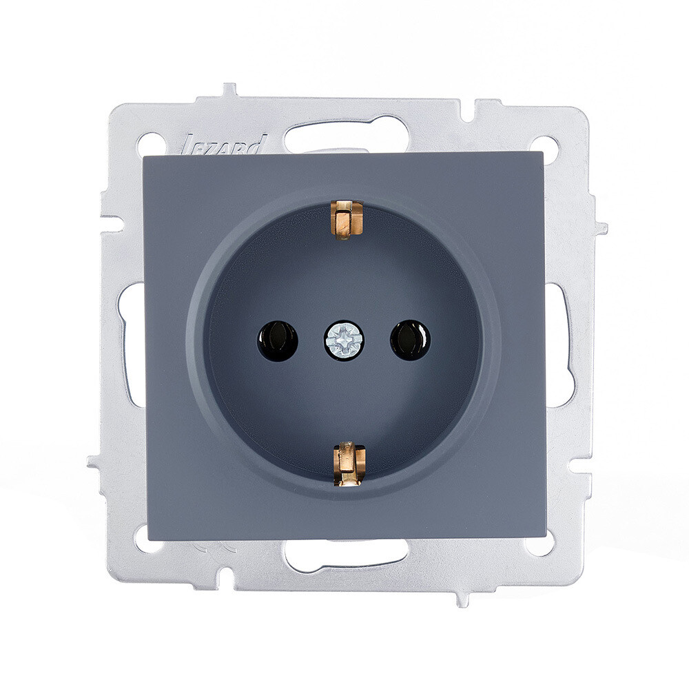 Розетка Lezard Vesna встраиваемая графит со шторками (742-3488-124B)