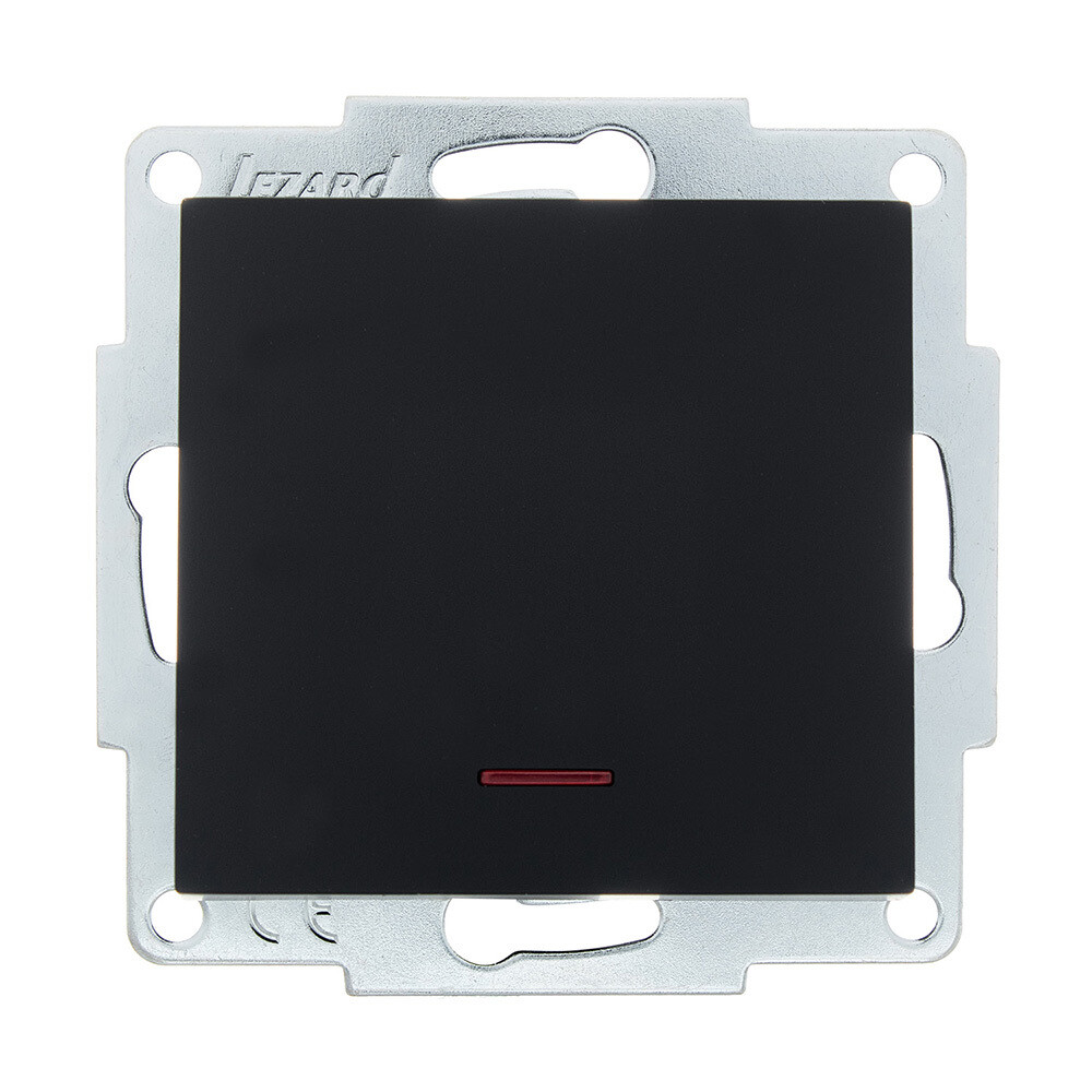 Выключатель Lezard Vesna одноклавишный встраиваемый черный бархат с подсветкой (742-4288-111)