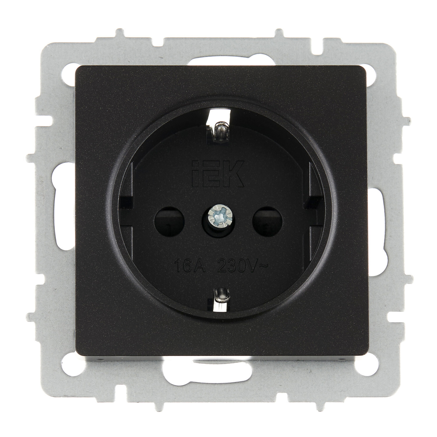 Розетка IEK Brite РС14-1-0-БрЧ встраиваемая черная со шторками (BR-R14-16-K02)