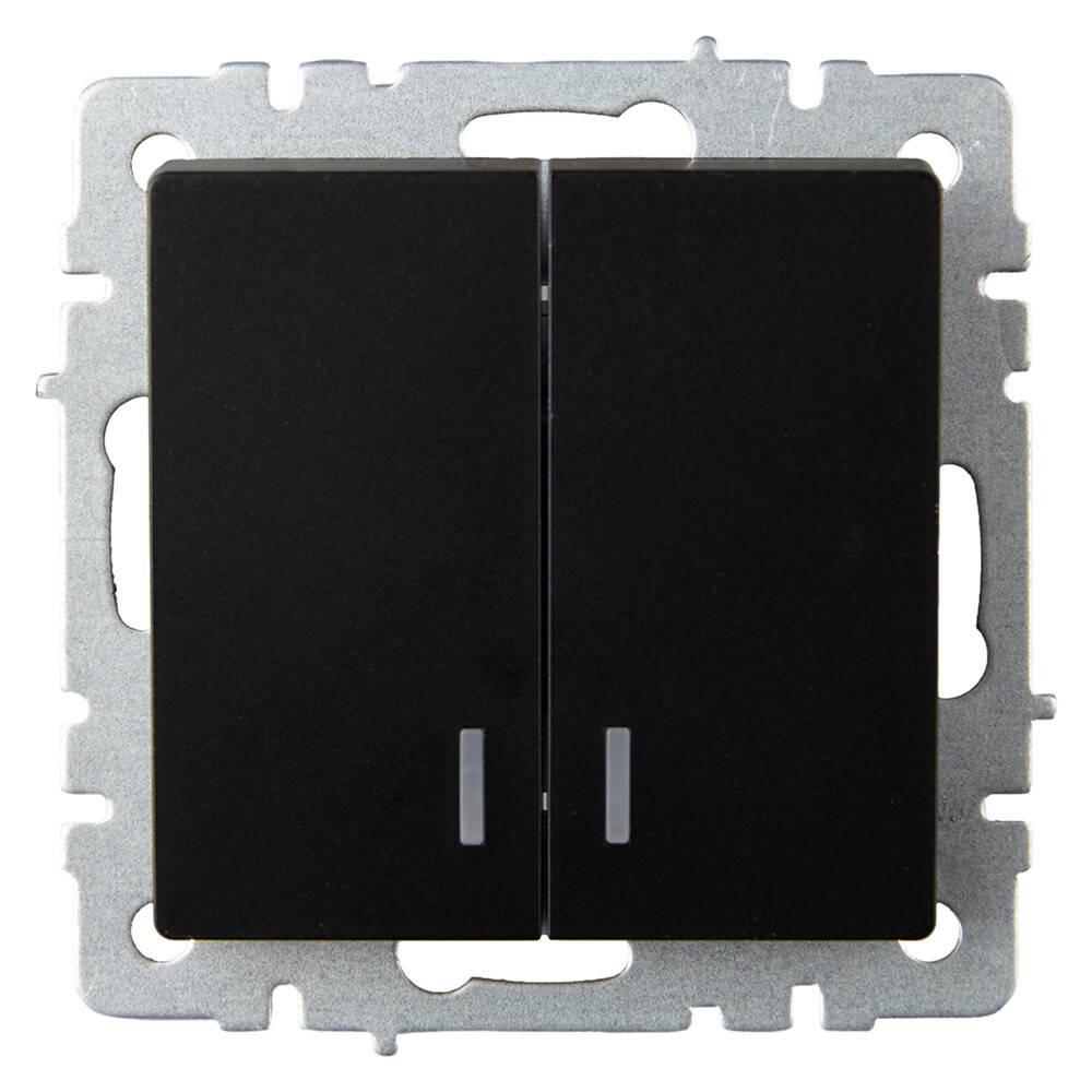 Выключатель IEK Brite ВС10-2-1-БрЧ двухклавишный встраиваемый черный (BR-V20-1-10-K02)