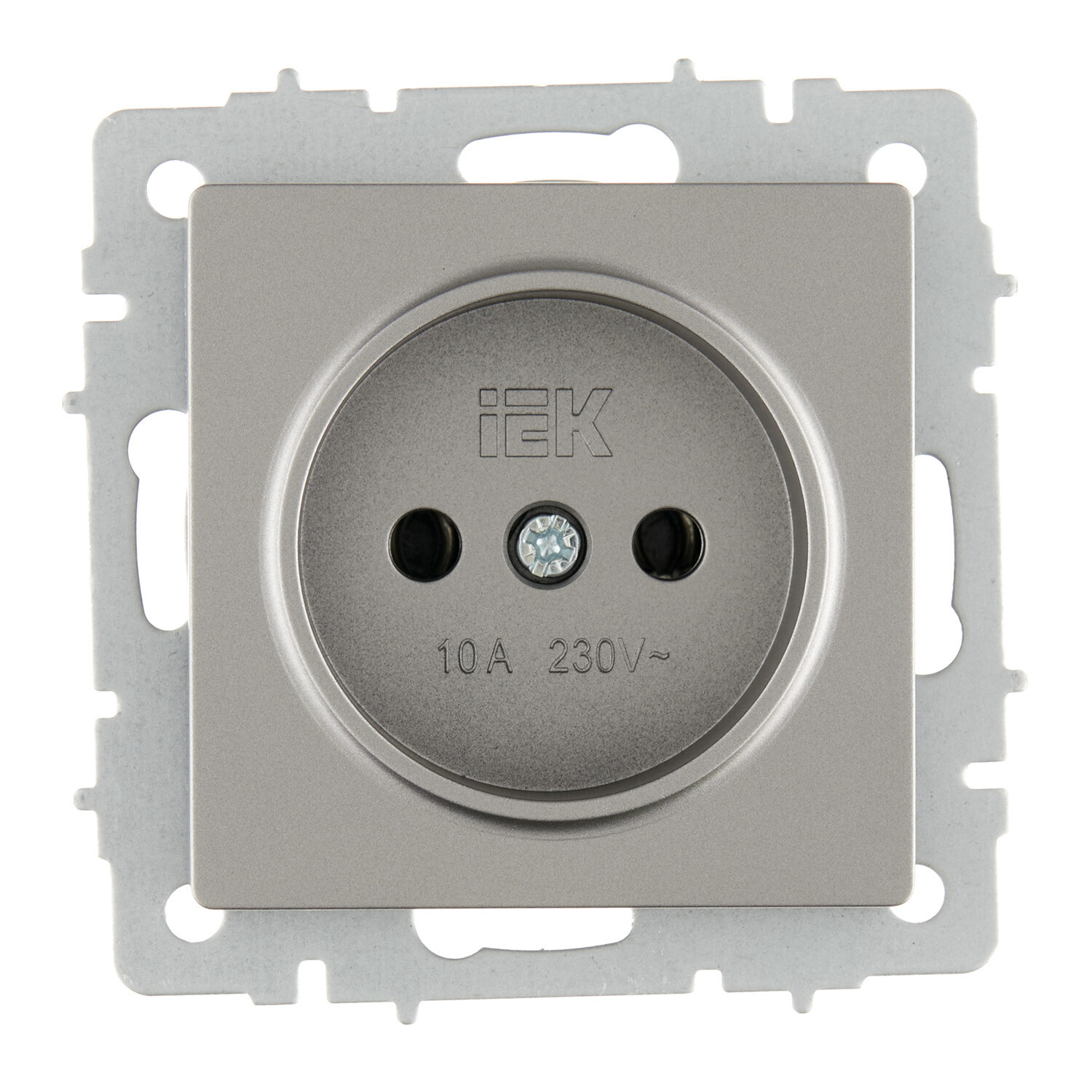 Розетка IEK Brite РС10-1-0-БрС встраиваемая сталь (BR-R10-10-K46)