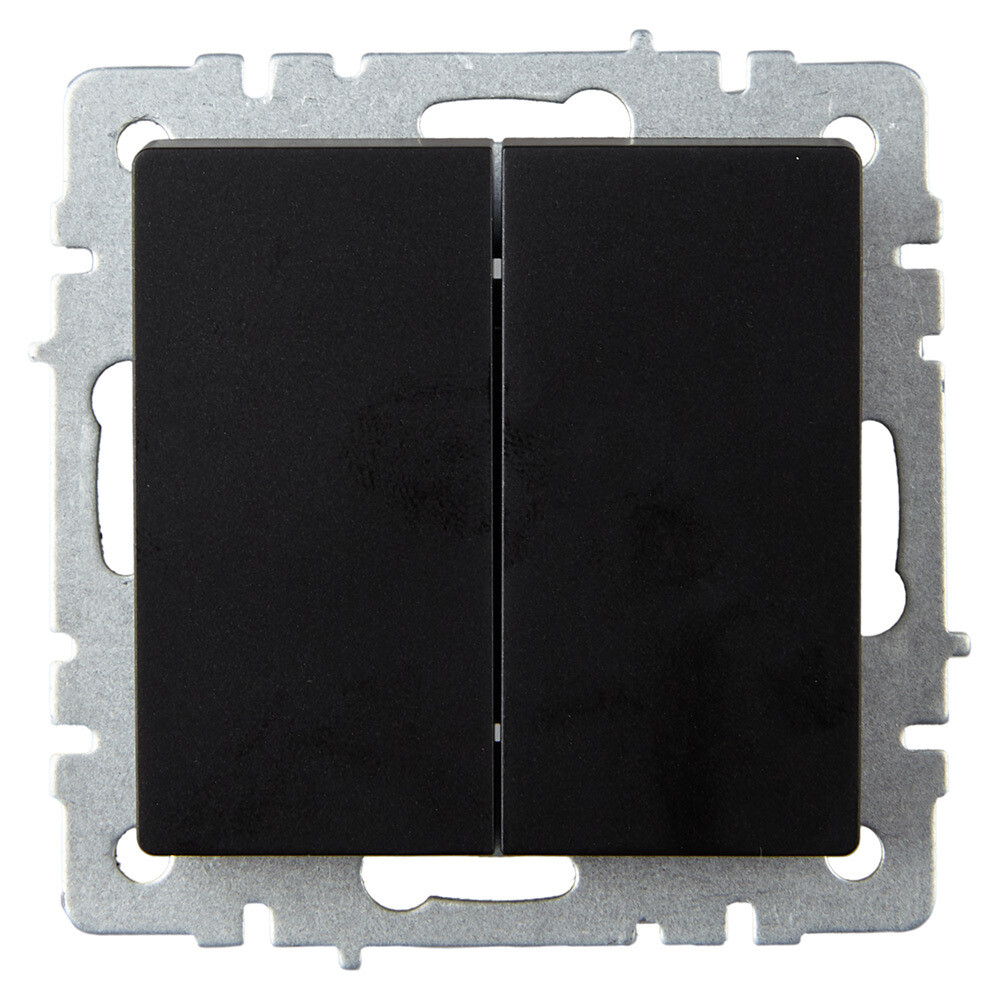 Выключатель IEK Brite ВС10-2-6-БрЧ двухклавишный встраиваемый черный проходной (BR-V22-0-10-K02)