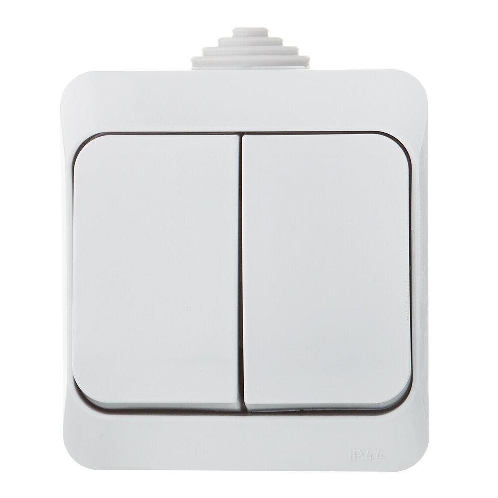 Выключатель Systeme Electric Этюд двухклавишный накладной серый (BA10-042C)