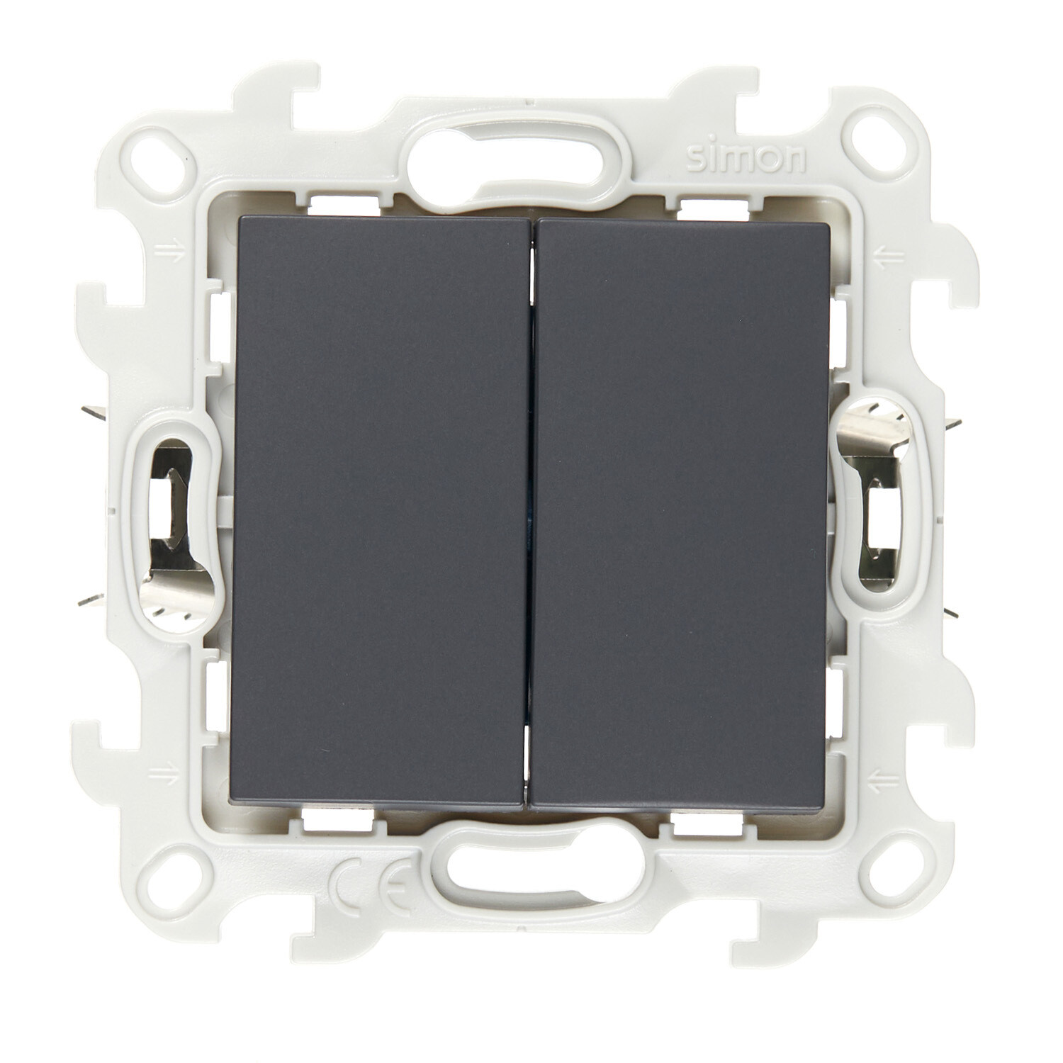 Выключатель Simon 24 Harmonie двухклавишный встраиваемый графит (2420398-038)