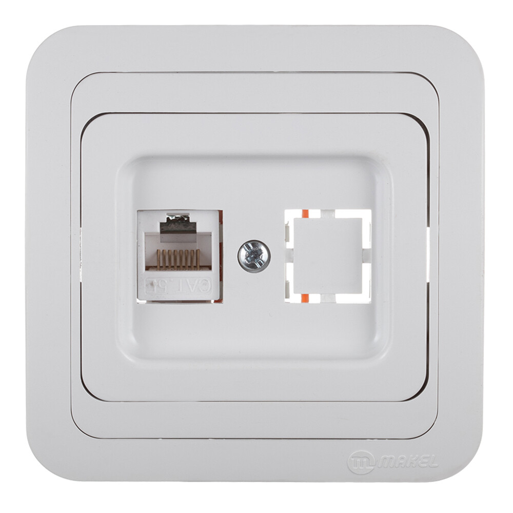Розетка компьютерная Makel Mimoza встраиваемая белая RJ45 (12035)
