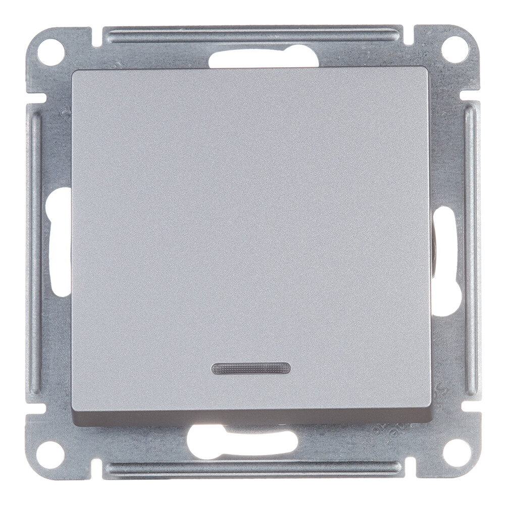 Переключатель Systeme Electric AtlasDesign одноклавишный встраиваемый алюминий с подсветкой (ATN000363)