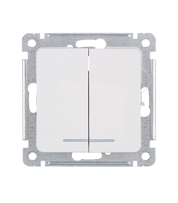 Выключатель Hegel Master двухклавишный встраиваемый белый с подсветкой (ВС10-452)