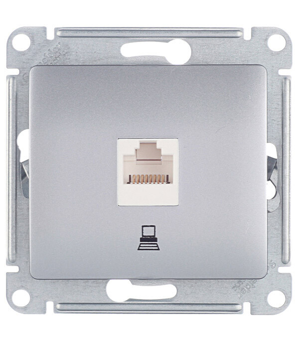 Розетка компьютерная Systeme Electric Glossa встраиваемая алюминий RJ45 (GSL000381К)