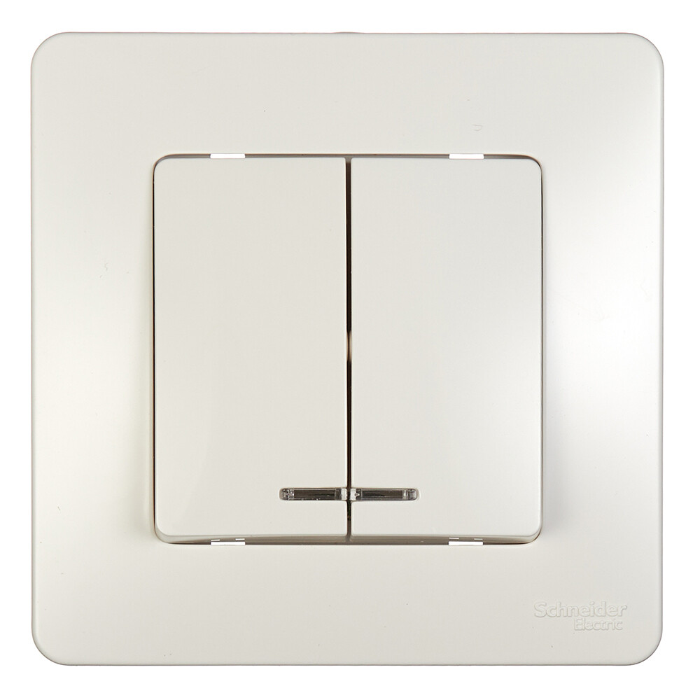 Выключатель Systeme Electric Blanca двухклавишный встраиваемый молочный с подсветкой (BLNVS010512)