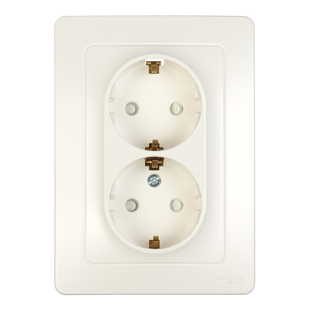 Розетка Systeme Electric Blanca встраиваемая молочная со шторками (BLNRS001122)