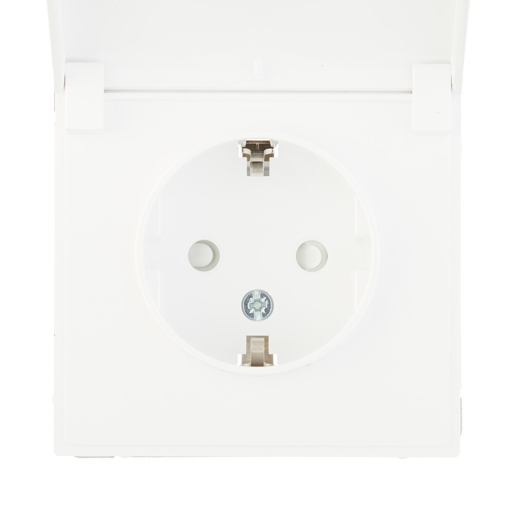 Розетка Systeme Electric ArtGallery встраиваемая белая со шторками с крышкой (GAL440146)