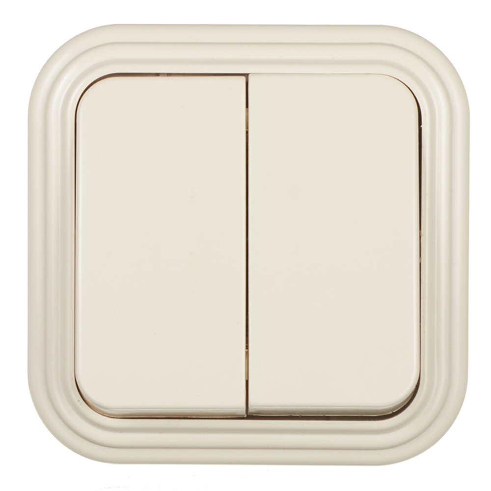 Выключатель Svet двухклавишный накладной бежевый (0603-00121)