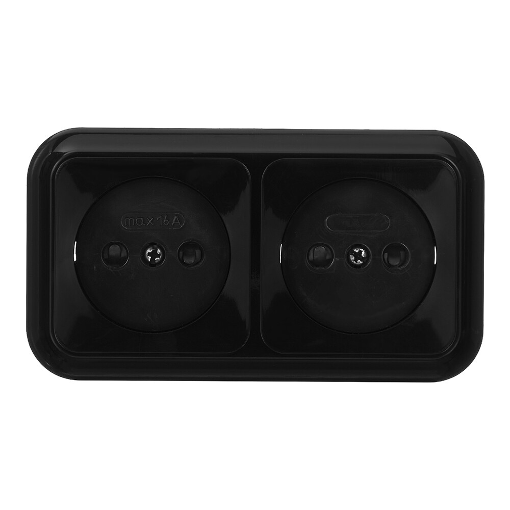 Розетка Svet накладная черная со шторками (EV0361-8321/4883/4884)