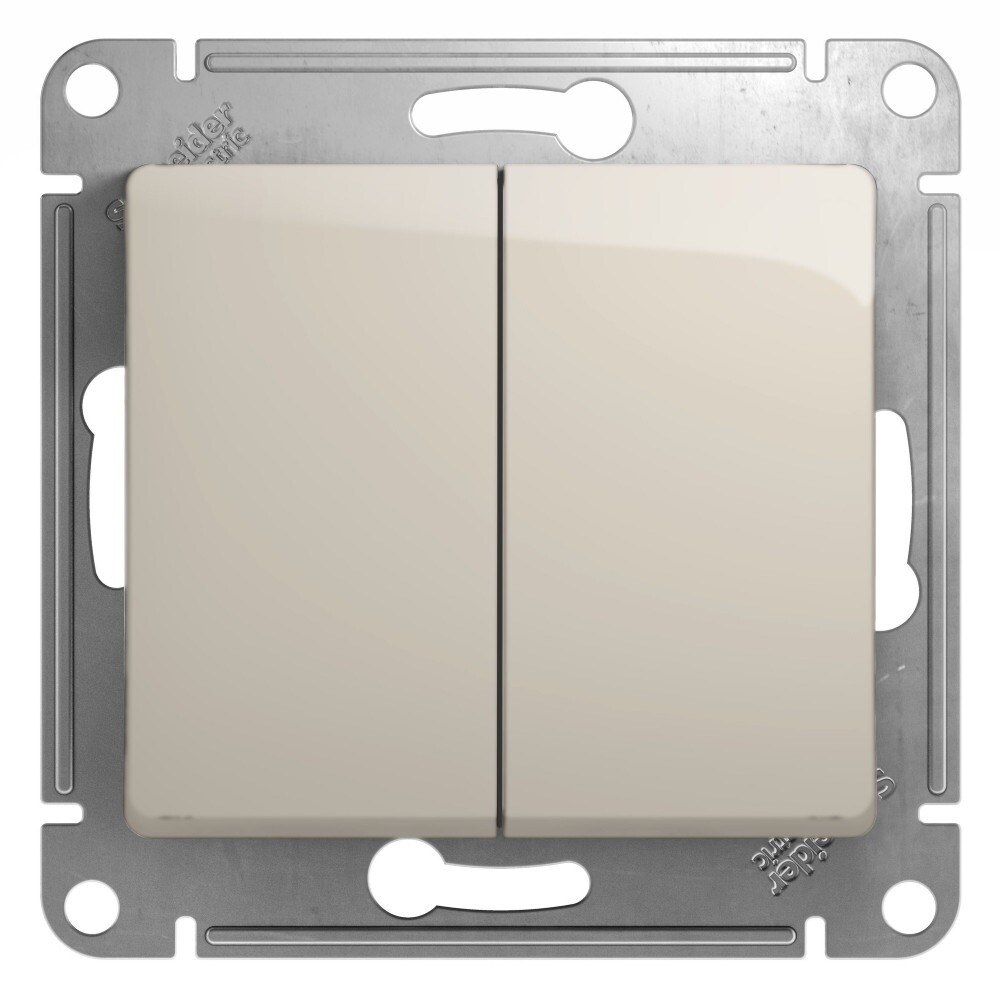 Выключатель Systeme Electric Glossa двухклавишный встраиваемый молочный (GSL000951)