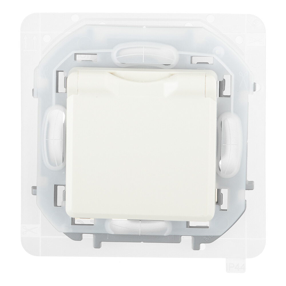 Розетка Legrand Inspiria встраиваемая слоновая кость со шторками с крышкой (673741)