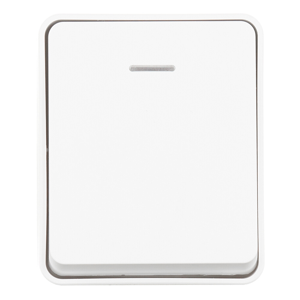 Выключатель Systeme Electric AtlasDesign Profi54 одноклавишный накладной белый с подсветкой (ATN540113)