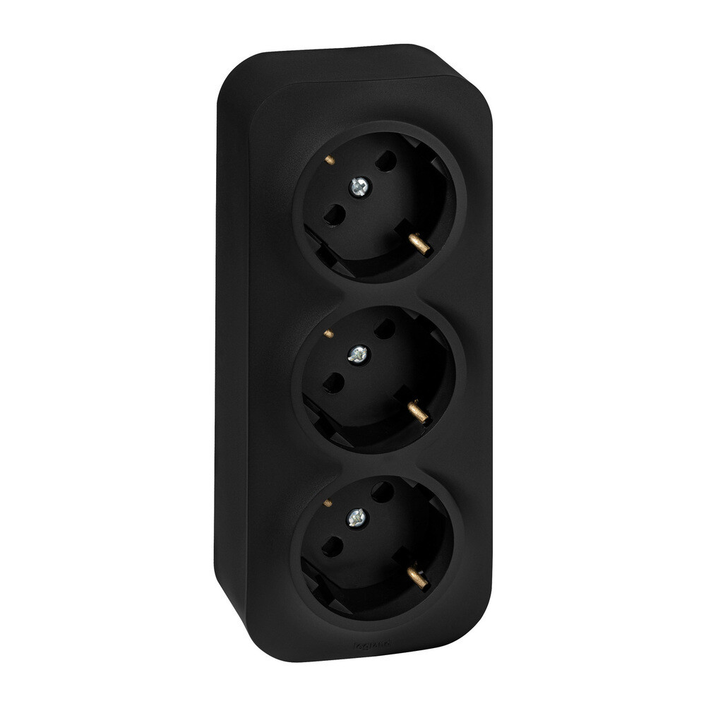 Розетка Legrand Quteo накладная черная со шторками (782473)