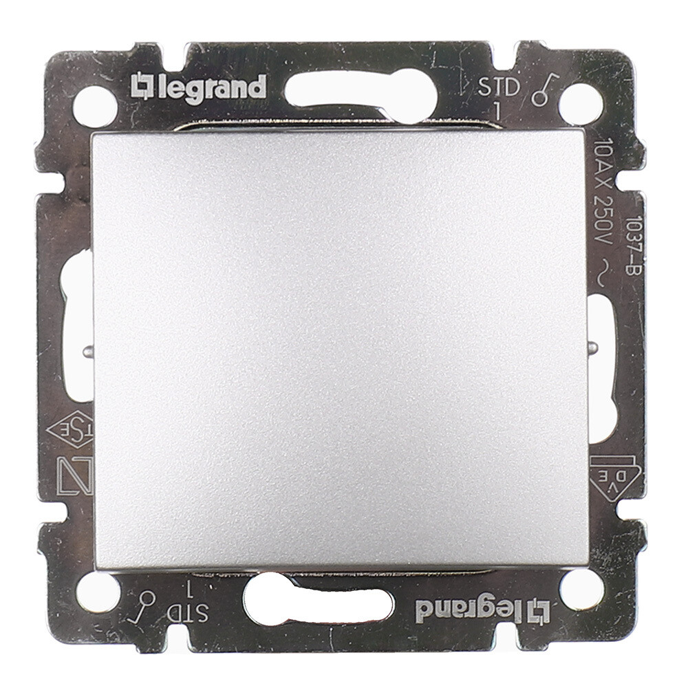 Выключатель Legrand Valena одноклавишный встраиваемый алюминий (694336)