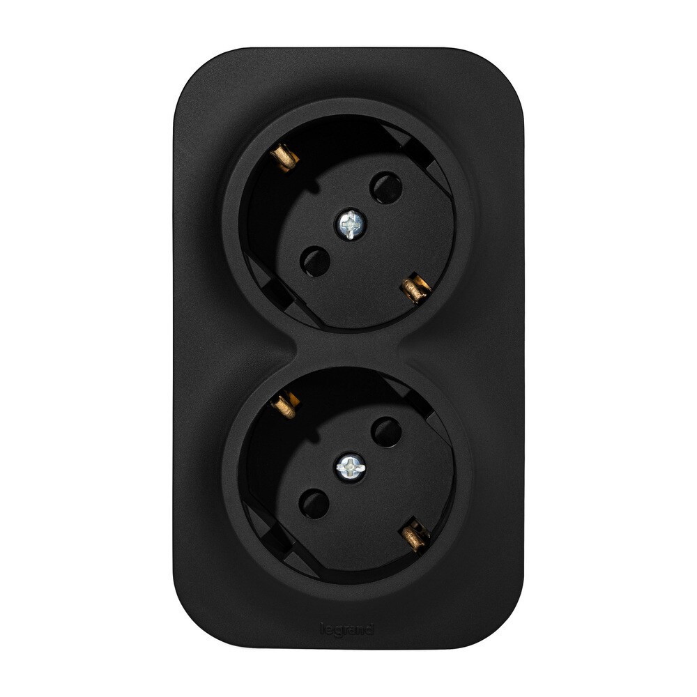 Розетка Legrand Quteo накладная черная со шторками (782475)