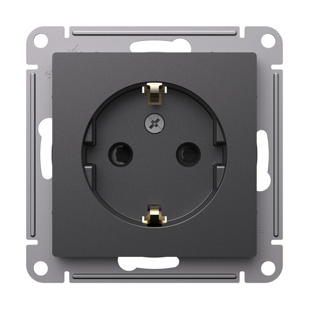 Розетка Systeme Electric AtlasDesign встраиваемая базальт со шторками (ATN001445)