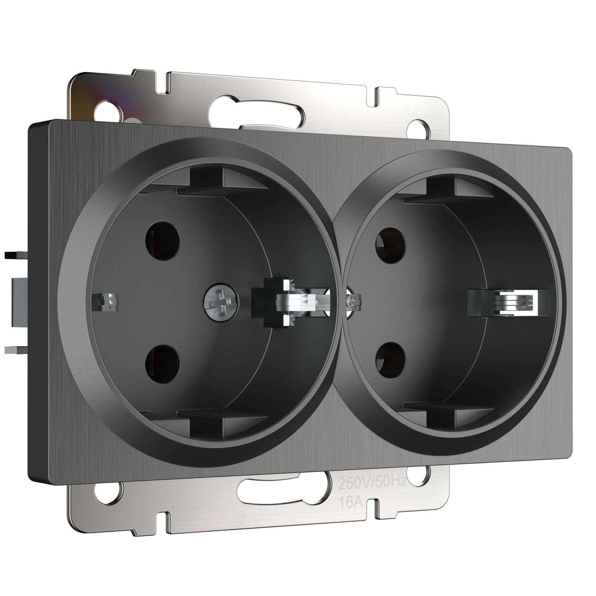 Розетка Werkel встраиваемая графит рифленый (a050745)