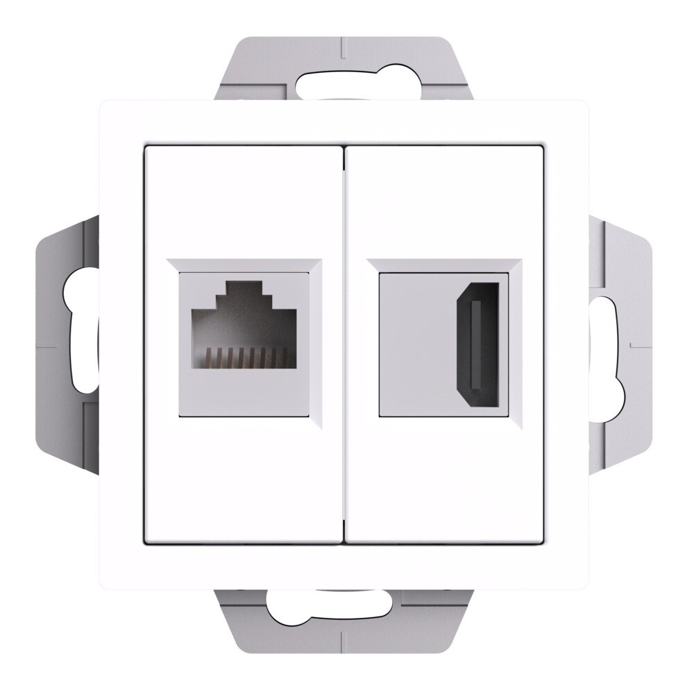 Розетка компьютерная Systeme Electric AtlasDesign встраиваемая белая HDMI/ RJ45 (ATN000182)