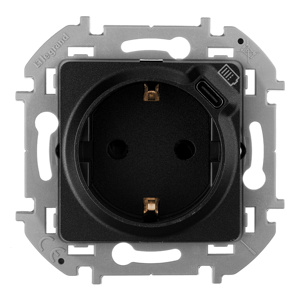 Розетка Legrand Inspiria встраиваемая антрацит с USB Type-C (673773)