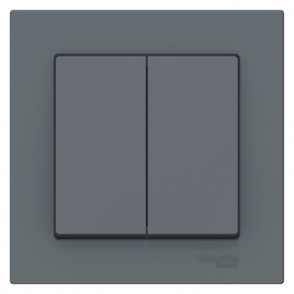 Выключатель Systeme Electric AtlasDesign двухклавишный встраиваемый грифель (ATN000752)