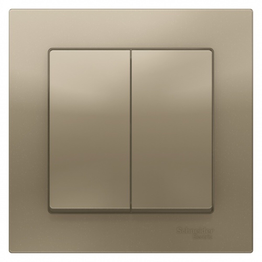 Выключатель Systeme Electric AtlasDesign двухклавишный встраиваемый шампань (ATN000552)