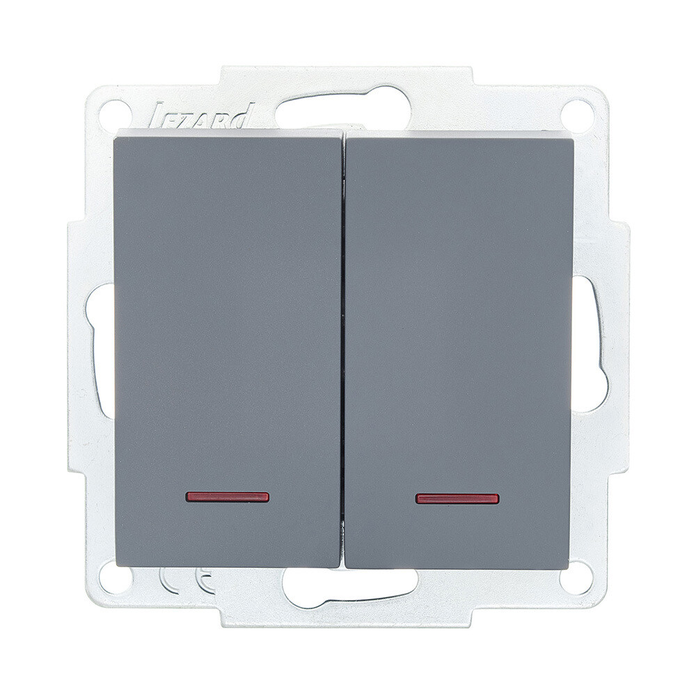 Выключатель Lezard Vesna двухклавишный встраиваемый графит (742-3488-112)