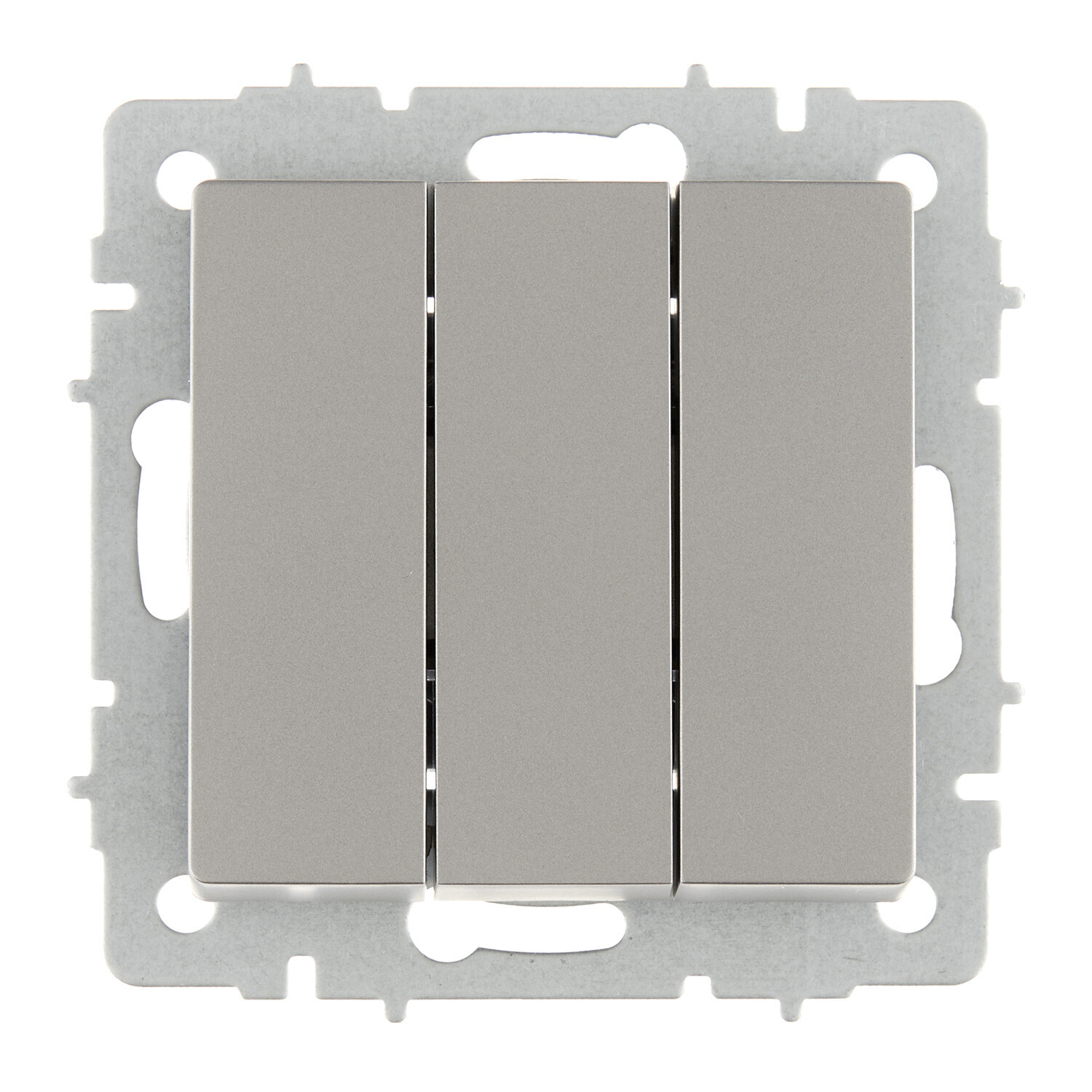 Выключатель IEK Brite ВС10-3-0-БрС трехклавишный встраиваемый сталь (BR-V30-0-10-K46)