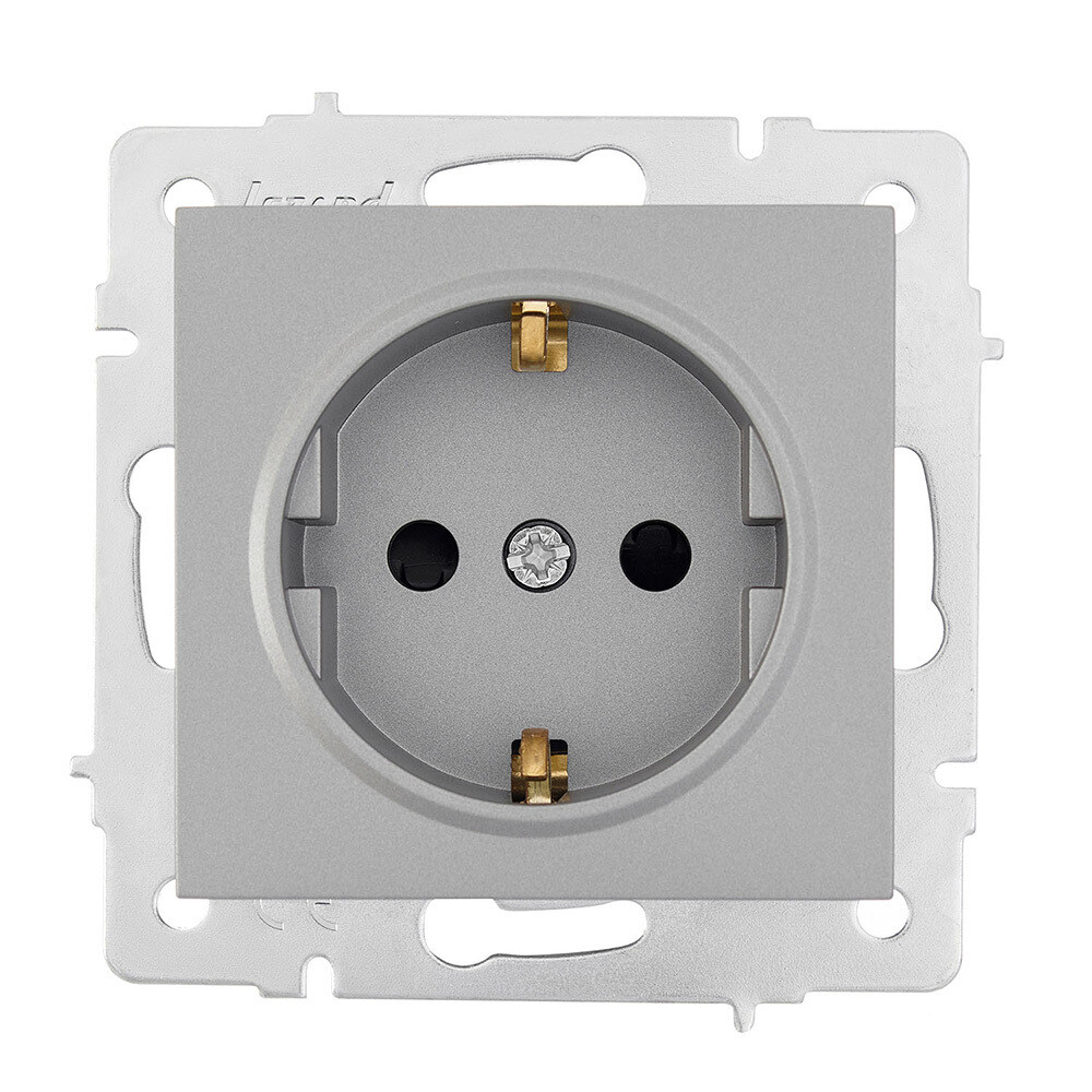 Розетка Lezard Vesna встраиваемая платина со шторками (742-3588-124B)