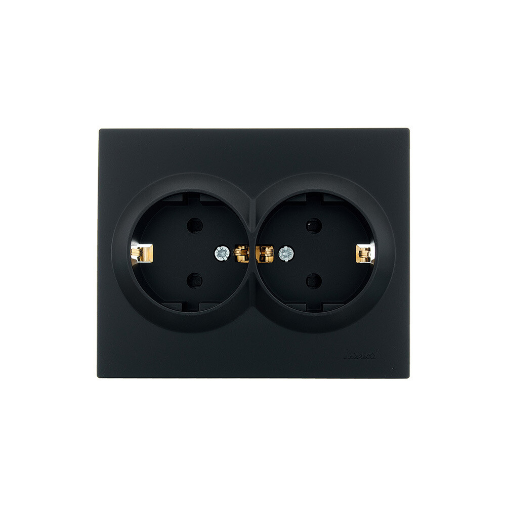 Розетка Lezard Vesna встраиваемая черный бархат со шторками (742-4200-178B)