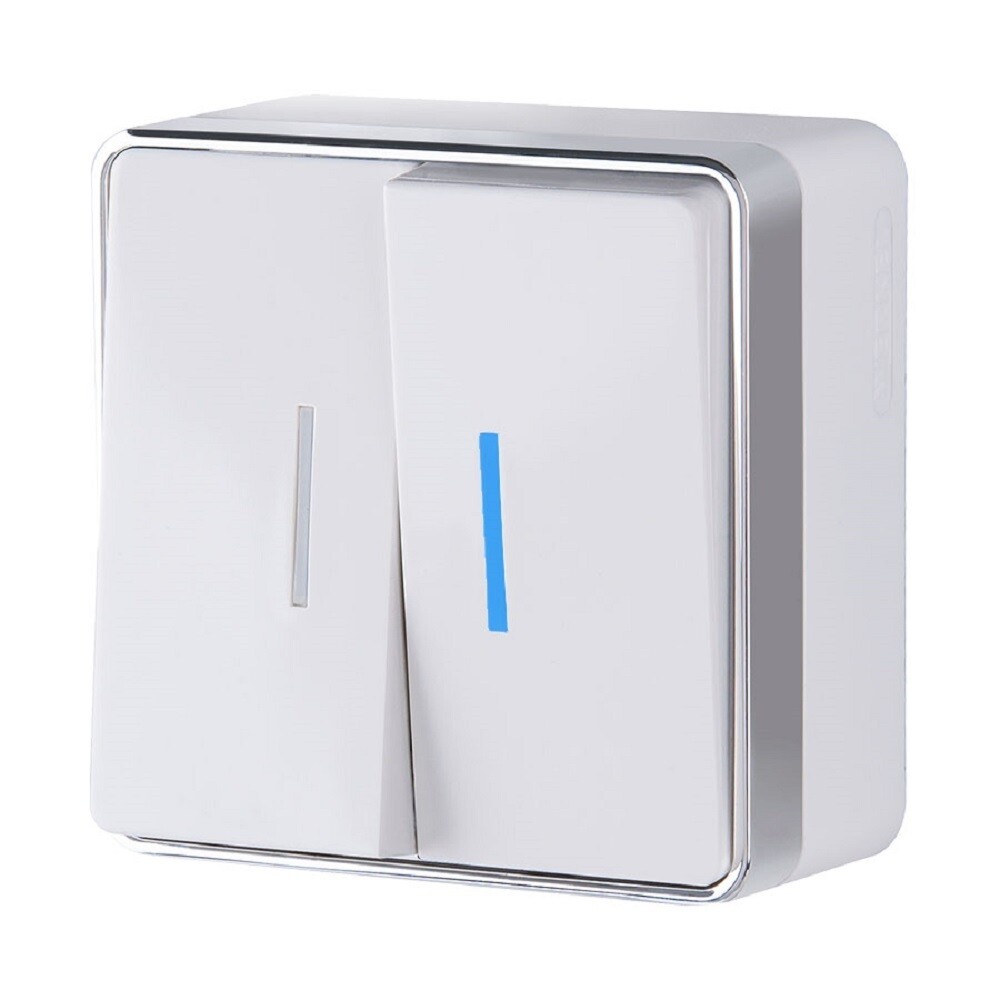 Выключатель Werkel Gallant двухклавишный накладной белый с подсветкой (a051586)