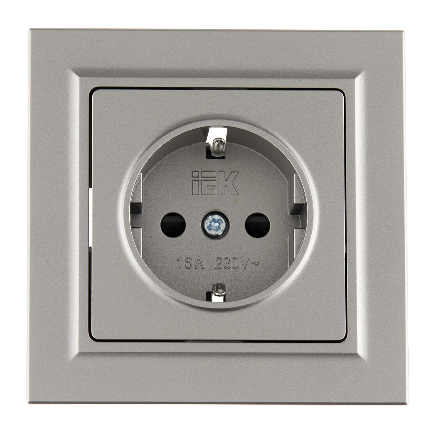 Розетка IEK Brite РСР14-1-0-БрС встраиваемая сталь со шторками (BR-R14-16-K46-F)