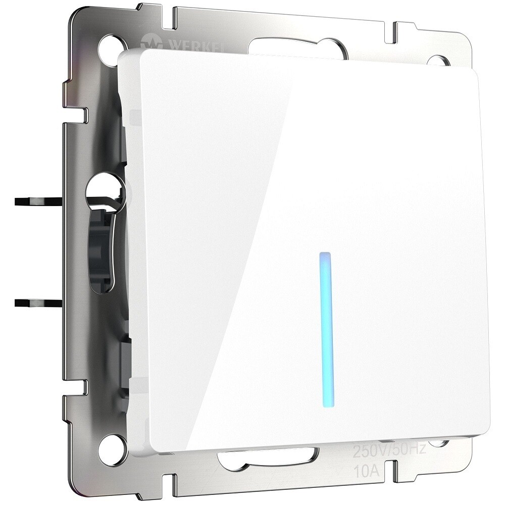 Выключатель Werkel одноклавишный встраиваемый белый с подсветкой (a051110)