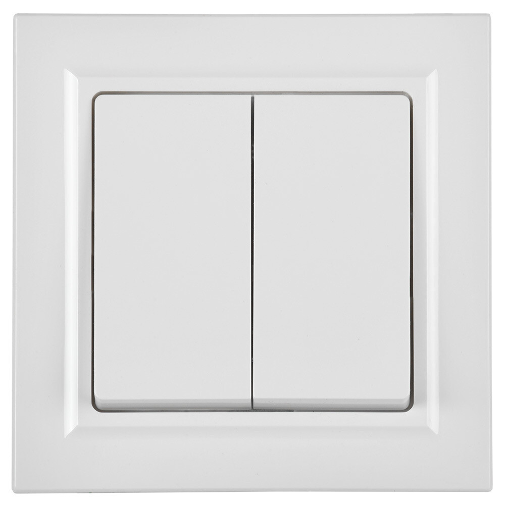 Выключатель IEK Brite ВС10-2-6-БрБ двухклавишный встраиваемый белый проходной (BR-V22-0-10-K01)