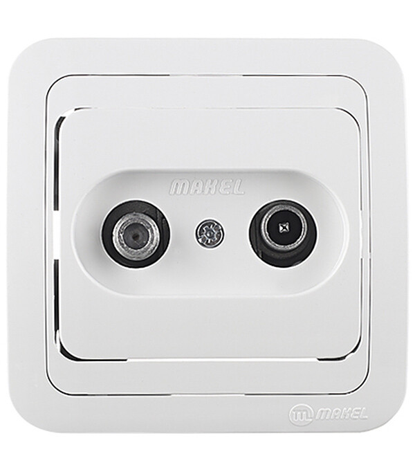 Розетка телевизионная Makel Mimoza встраиваемая белая (12098)